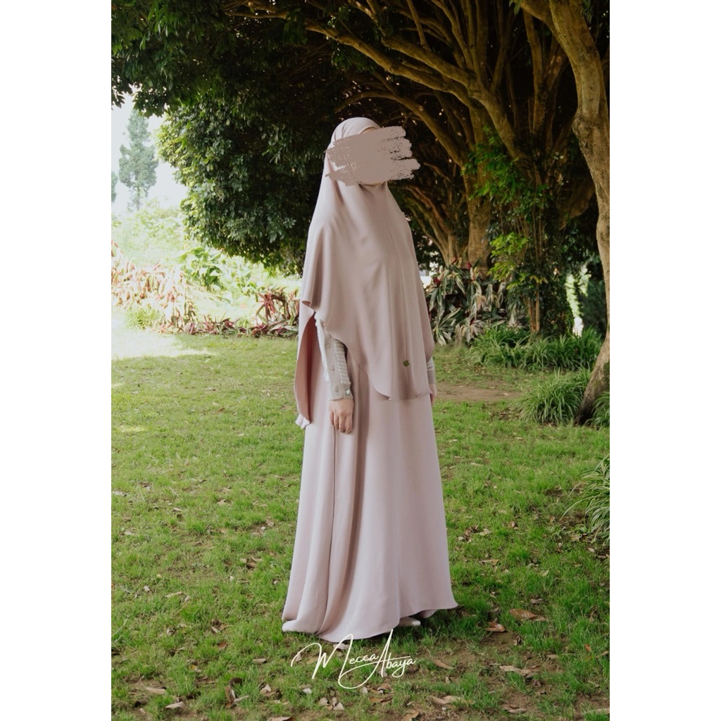 Itsar Syari - Mecca Chic Knit Abaya Size M Set Defect of Kufah Khimar Long Plus G1 - Moonlight