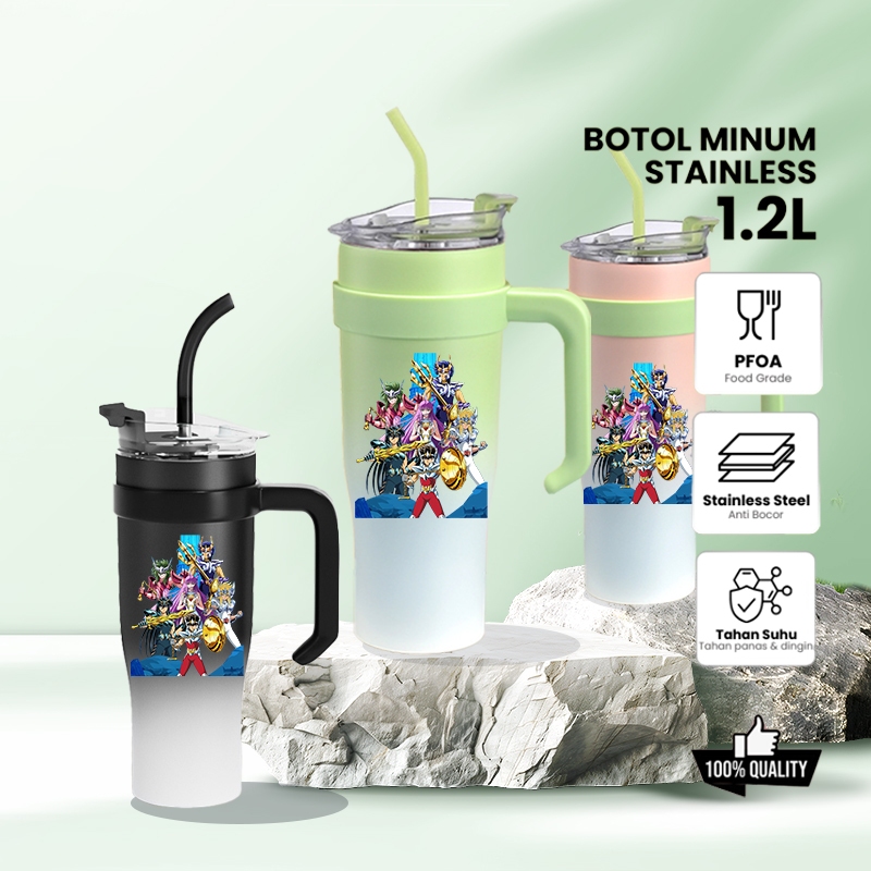 Saint Seiya Tumbler 1200ml Stainless Steel Vacuum tumbler tahan panas dingin 24 jam  botol minum aes