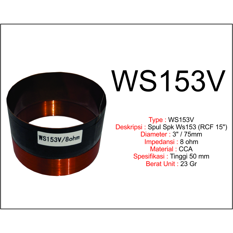 Spul Spk, Voice Coil 3"/75mm 8 ohm 153