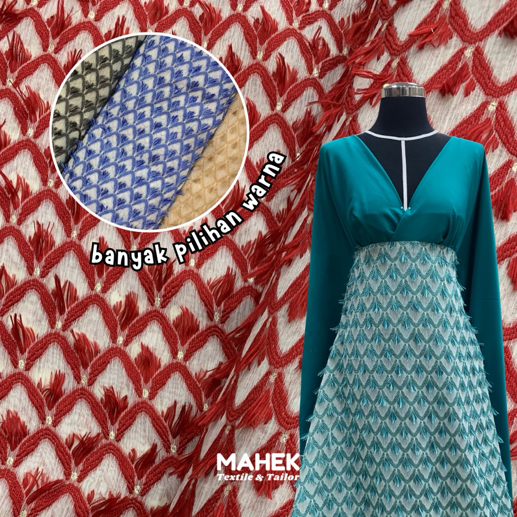 Linen Bulu / Kain Bulu / Kain Rumbai / Bahan Linen Rumbai / Mewah Untuk Dress Atasan / Harga per 0,5