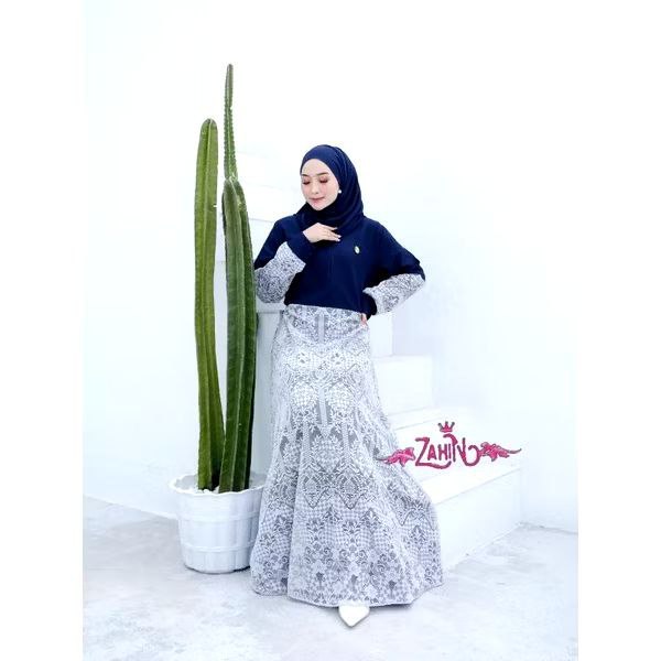 Gamis Raya dress Zahin, gamis zahin, zahin dress, Gamis zahin brukat, Gamis ity crepe