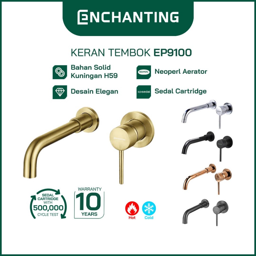 ENCHANTING Keran Air Prestige Wastafel Tanam Dinding Panas Dingin Single Tuas Wall Mounted Faucet Kr