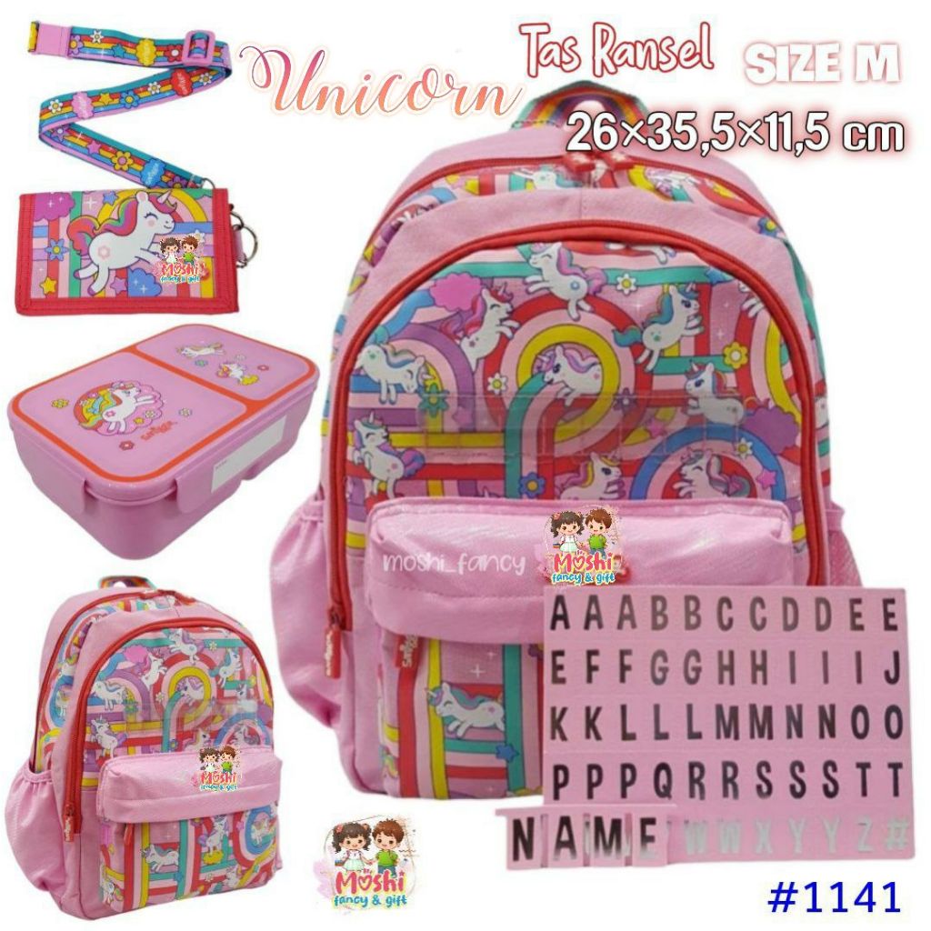 Tas Ransel Unicorn / Tas Gendong Anak Perempuan Girl / Tas Sekolah Ransel Unicorn Rainbow / Junior B