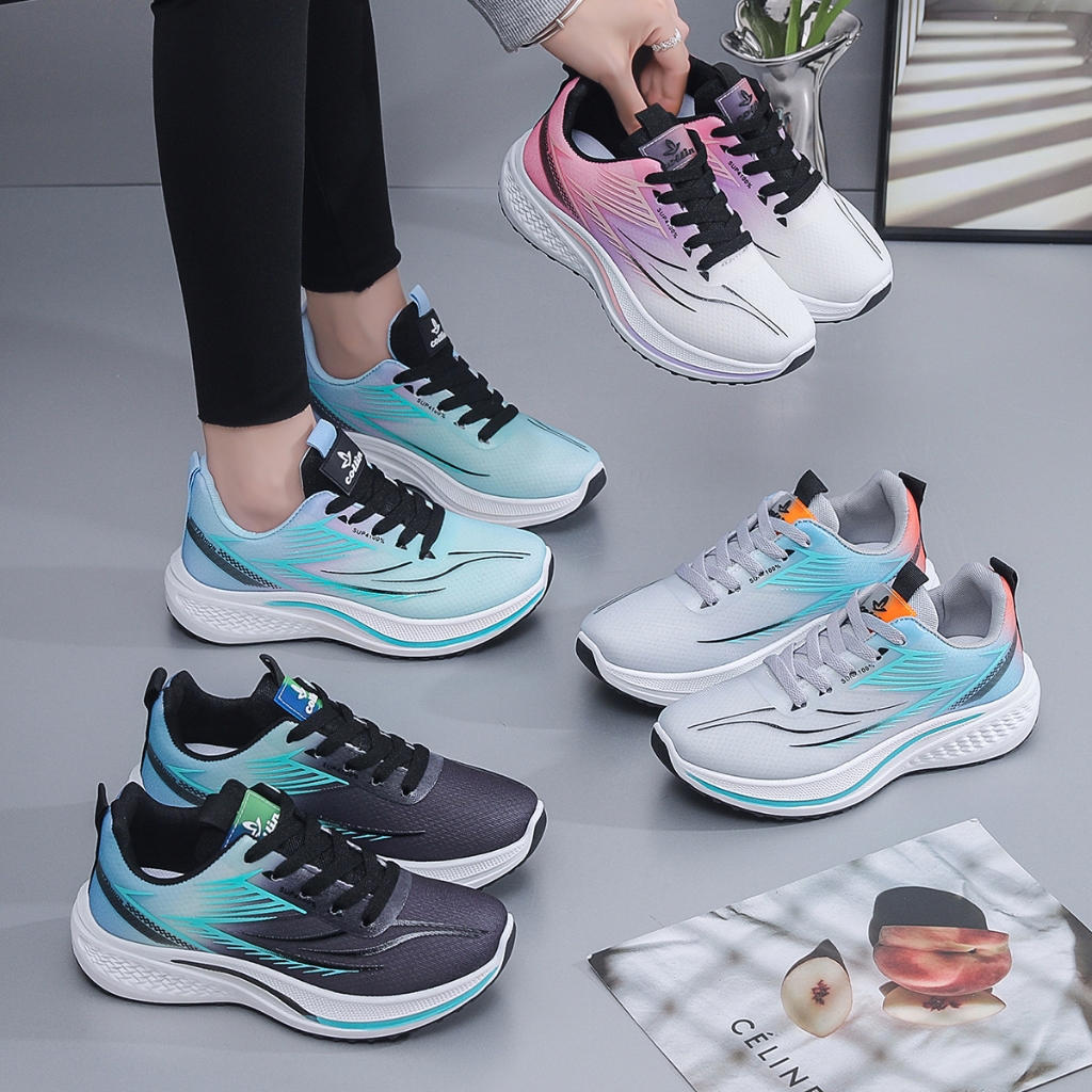 PREMIUM COLLIN Sepatu Olahraga Dewasa Ringan Kekinian Warna Gradasi Wanita Pria Sneakers Fashion