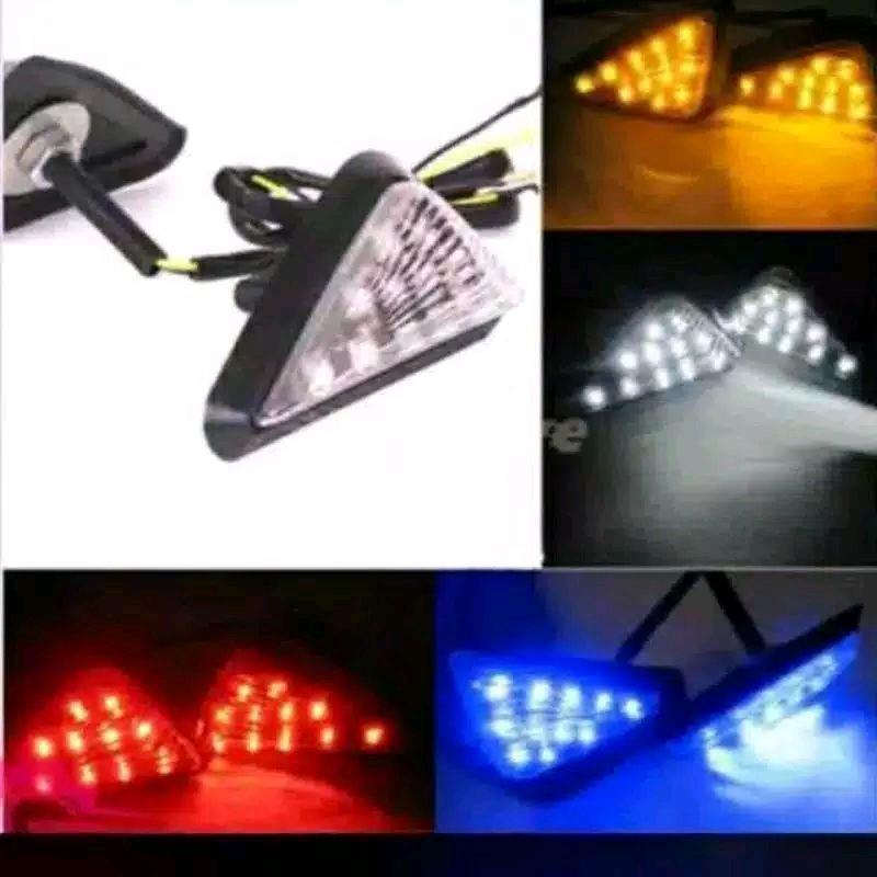 Sen Tempel Lampu Sen LED Segitiga Universal R15/Cbr150r/GSX/Ninja/R25 & Motor