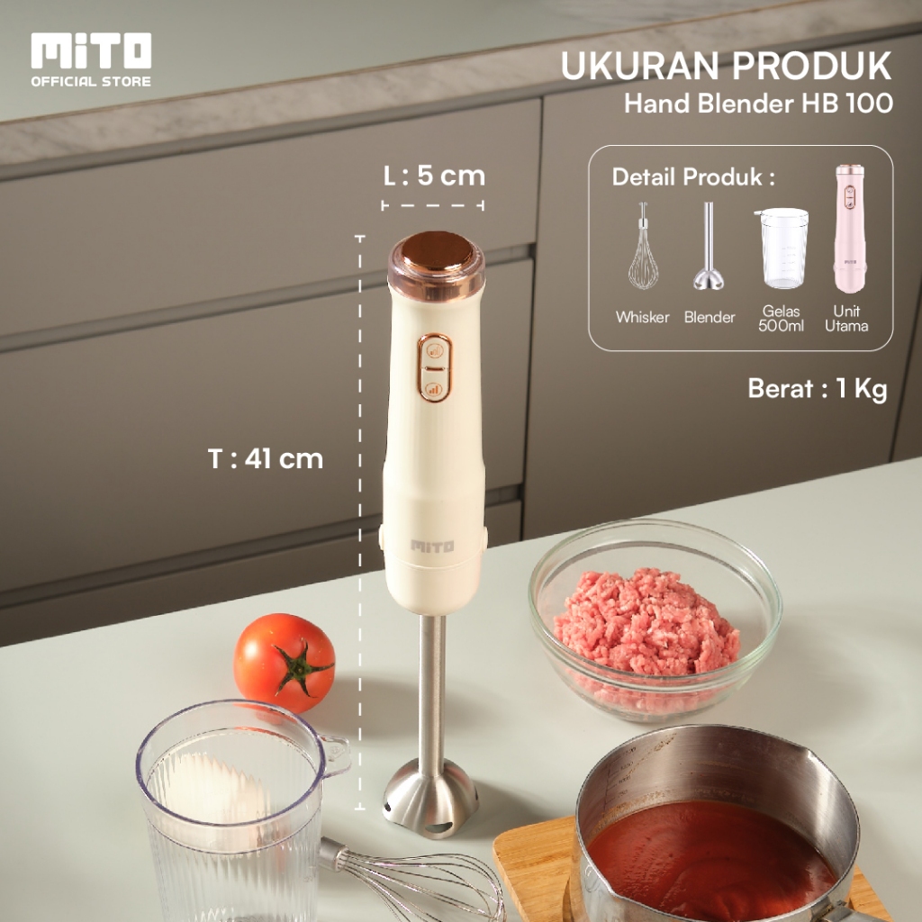 MITO HB100 HAND BLENDER | Blender & Pengocok 2in1 | Untuk Bumbu, Smoothies, MPASI