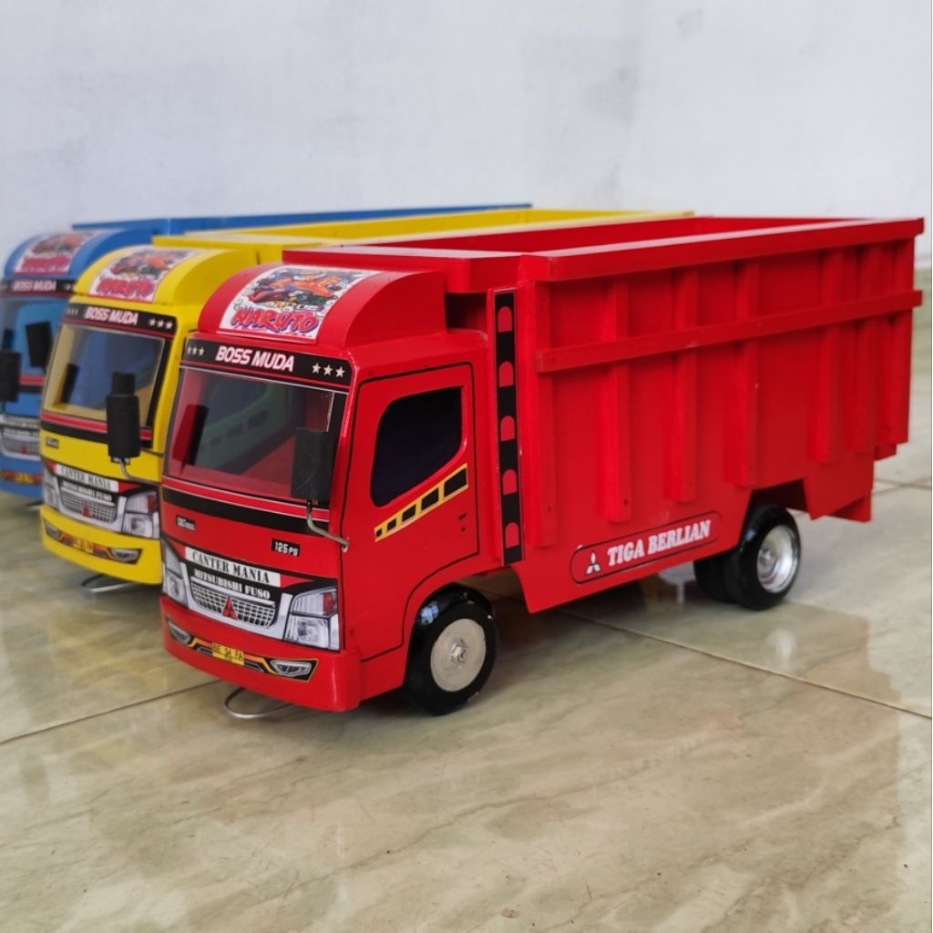 Real pict Miniatur mobil mainan anak truk oleng kayu p42cm kualits bagus kuat kokoh