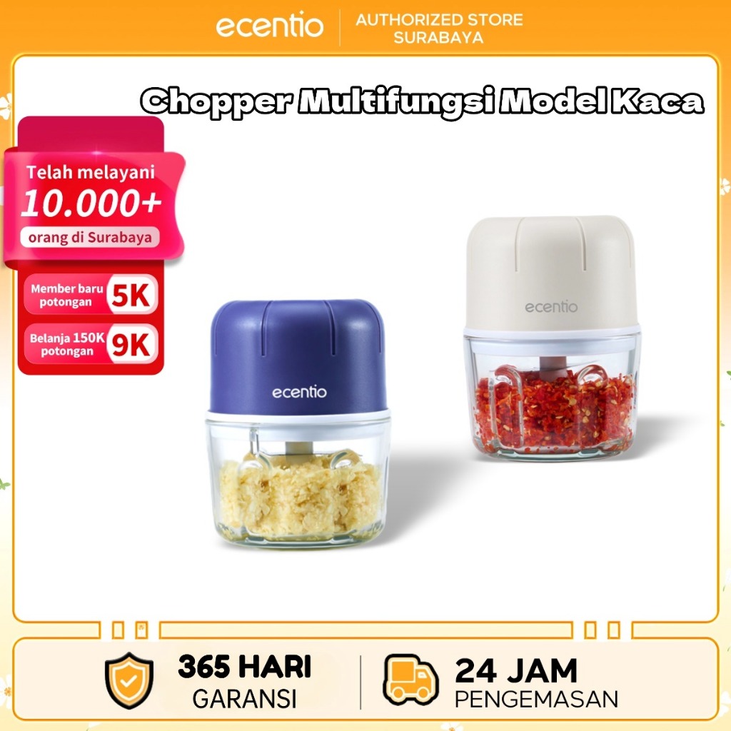 [ecentio surabaya]ecenti 250ml 6 pisauo Food Mini Chopper blender coper  daging dan bumbu blender bu