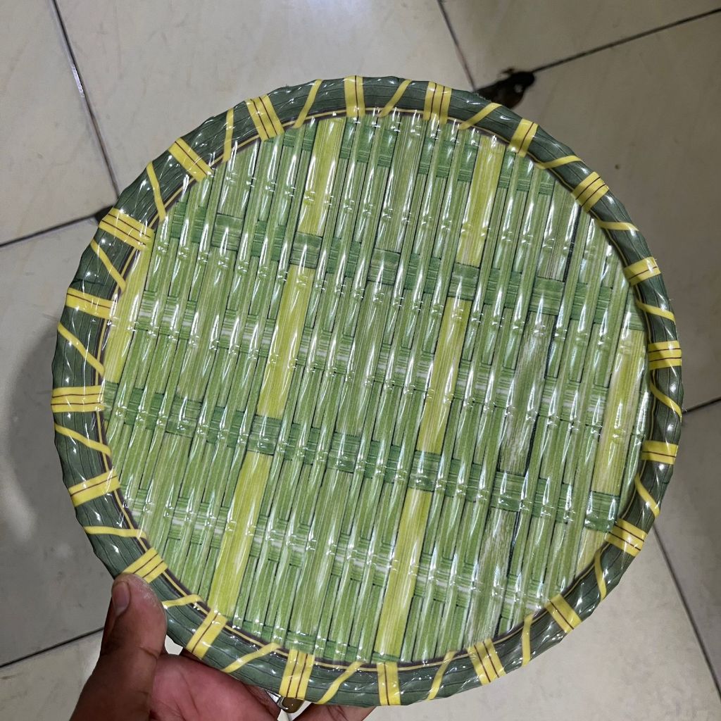 Piring Makan Melamin Motif Bambu Rotan Merek Singa Singi