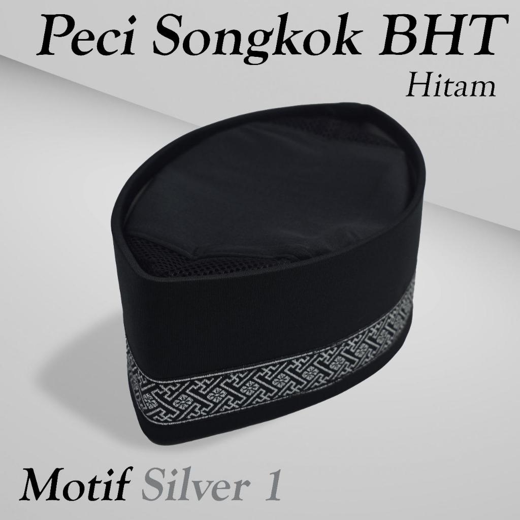 Peci Songkok BHT hitam list perak harga terjangkau kualitas bagus aneka warna dan motif