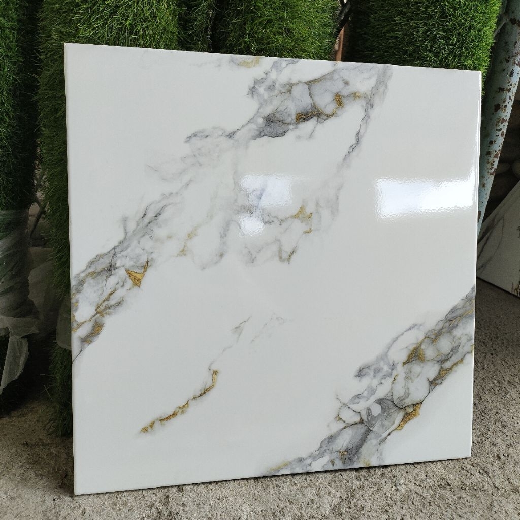 KERAMIK LANTAI MARMER GREY GOLD GLOSSY 50X50 PUTIH MOTIF MARMER IKAD -KERAMIK LANTAI 50X50 GLOSSY