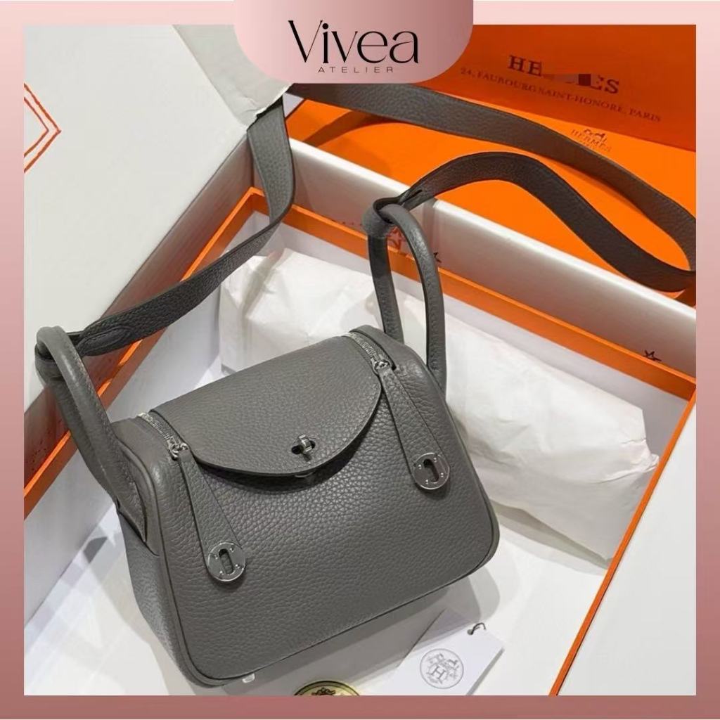 Pre Order Tas Mini Lindy 19cm – Kulit Clemence Premium Jahitan Lilin Semi-Handmade Desain Compact El