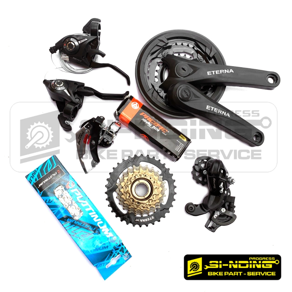 Groupset Gear Set BB Kotak Sepeda MTB 3 X 7 Speed Eterna Sprocket Drat Ulir Megarange 7 Speed Sepeda