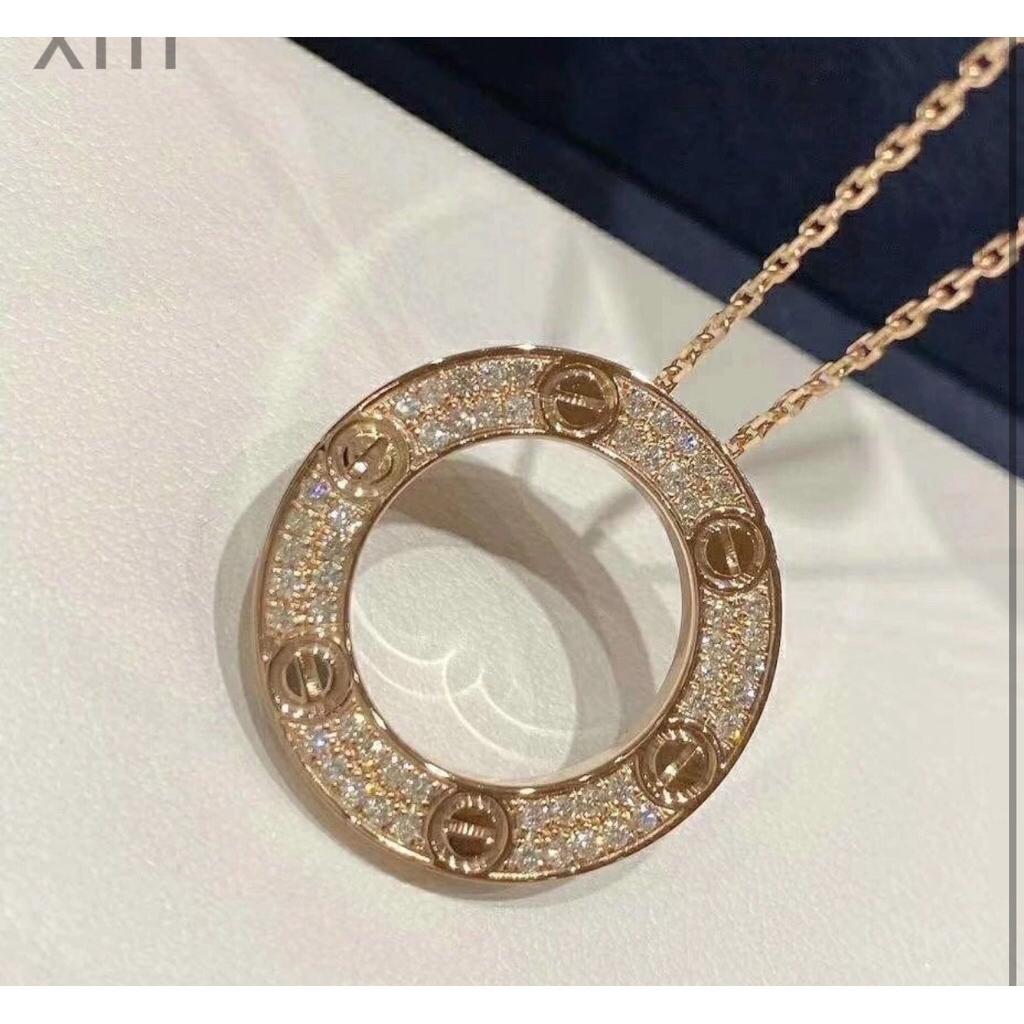 Kalung liontin bulat full mata