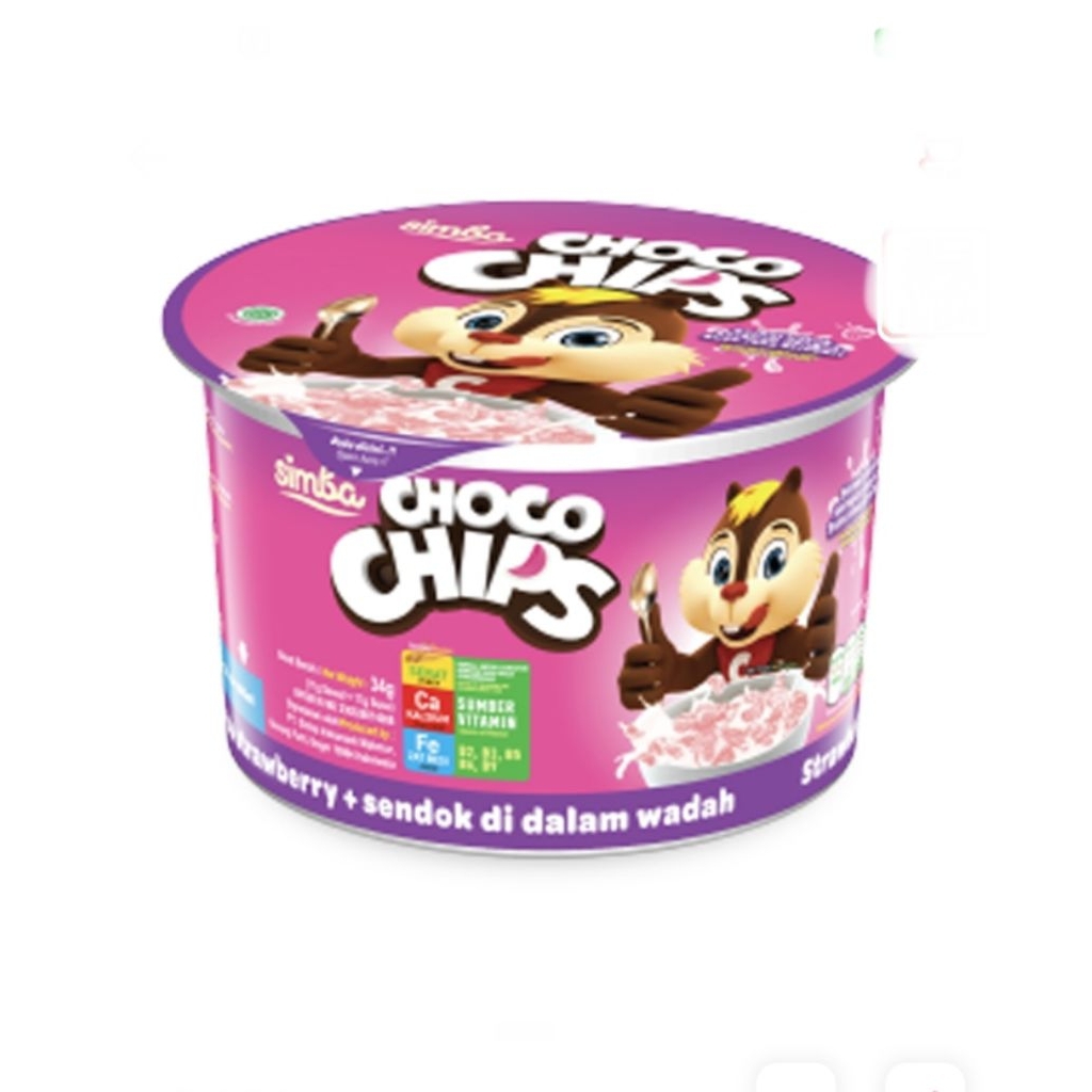 simba choco chips susu strawberry cup 34 gr