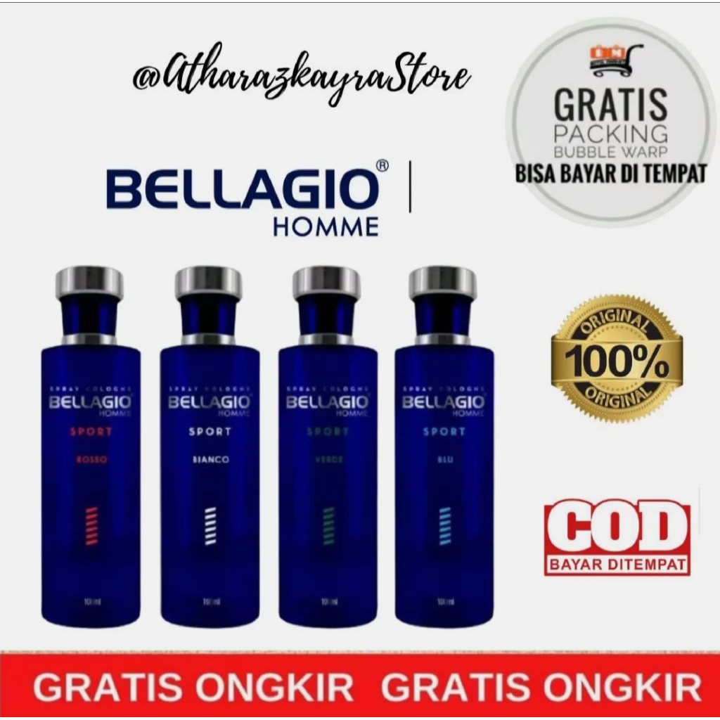 Parfum Bellagio Homme Spray Cologne Sport 100 ml Bellagio Rosso Bianco Verde Blu 100 ml