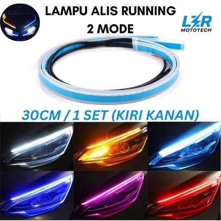2PCS lampu alis lampu alis running 2 mode lampu alis running 30cm Led lampu alis motor mobil