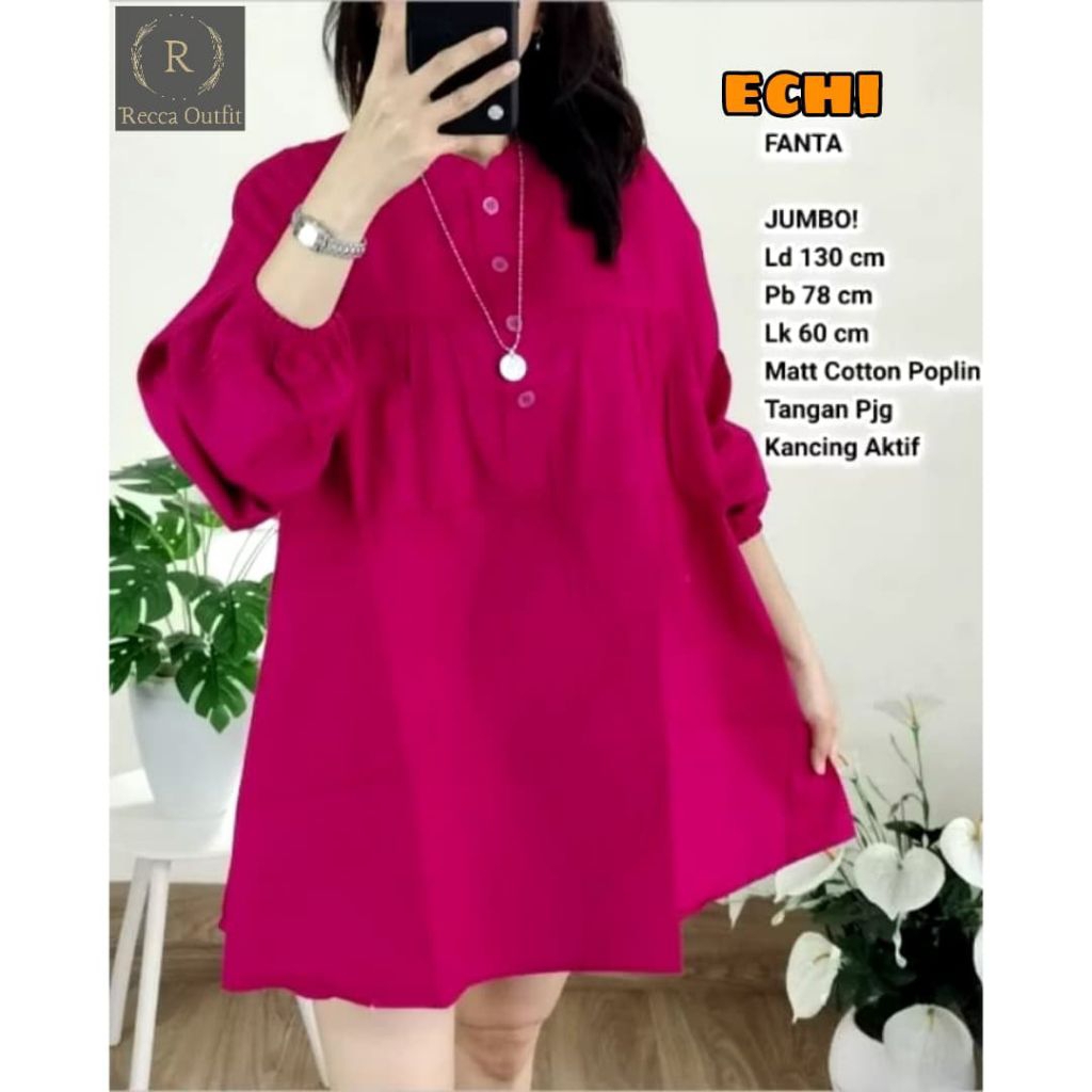 ECHI BLOUSE JUMBO LD 130 ATASAN WANITA JUMBO TERBARU BLOUSE KATUN JUMBO KEKINIAN