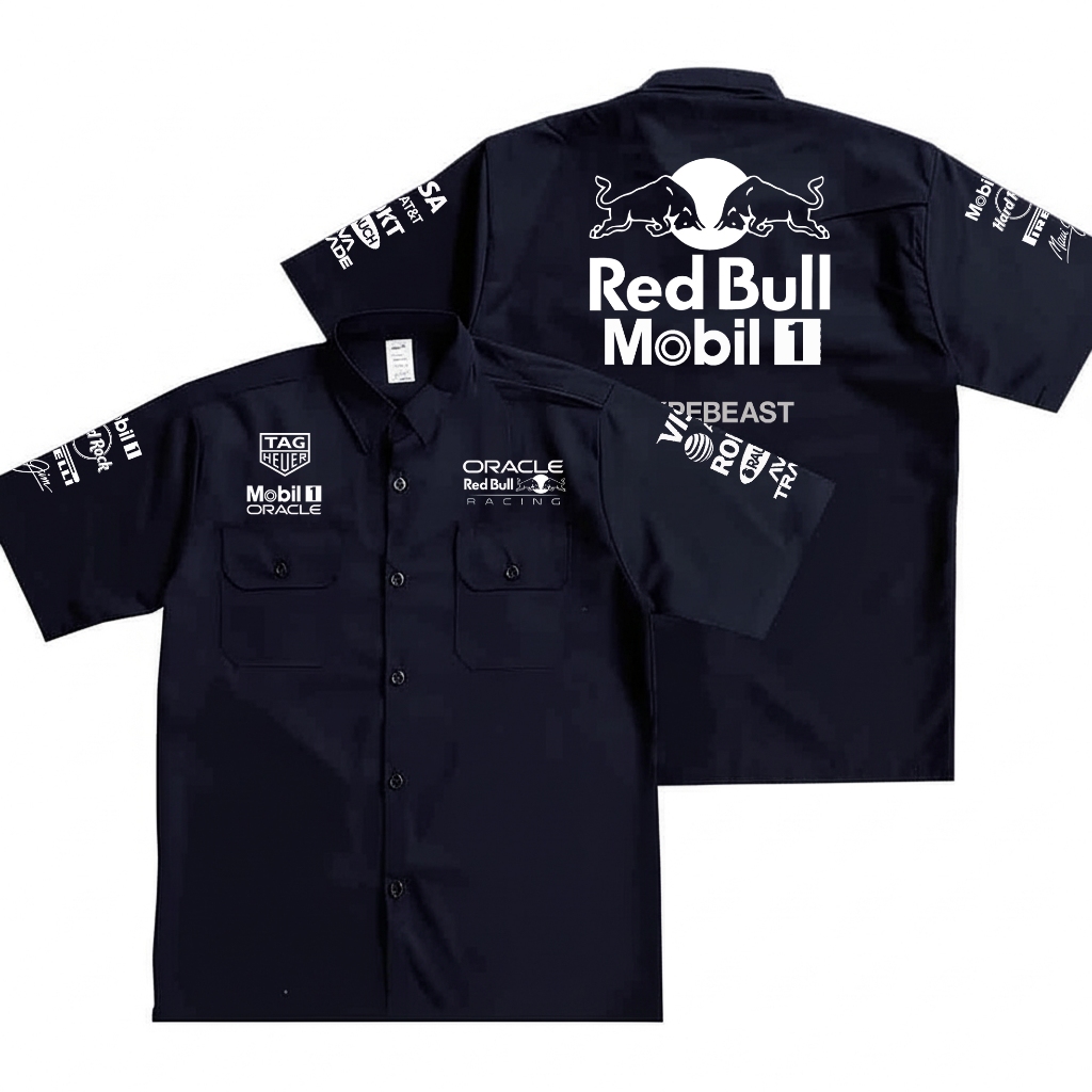 Kemeja RED BULL COMPLETED LOGO - Workshirts F1 Replica TEAM FORMULA ONE Merchandise by LKMTV