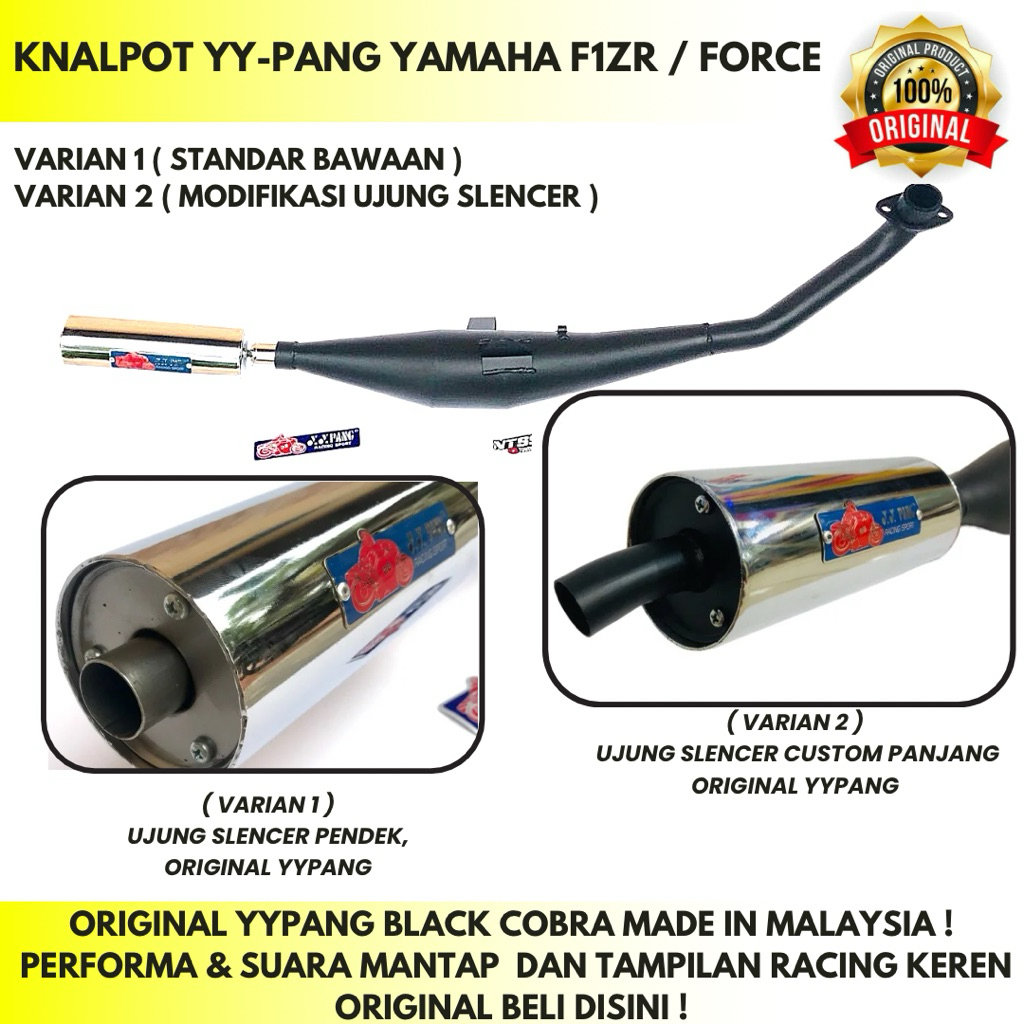 KNALPOT STANDAR RACING ORIGINAL YYPANG YY PANG YAMAHA F1ZR FIZR FORCE TYPE BLACK COBRA ORIGINAL MADE
