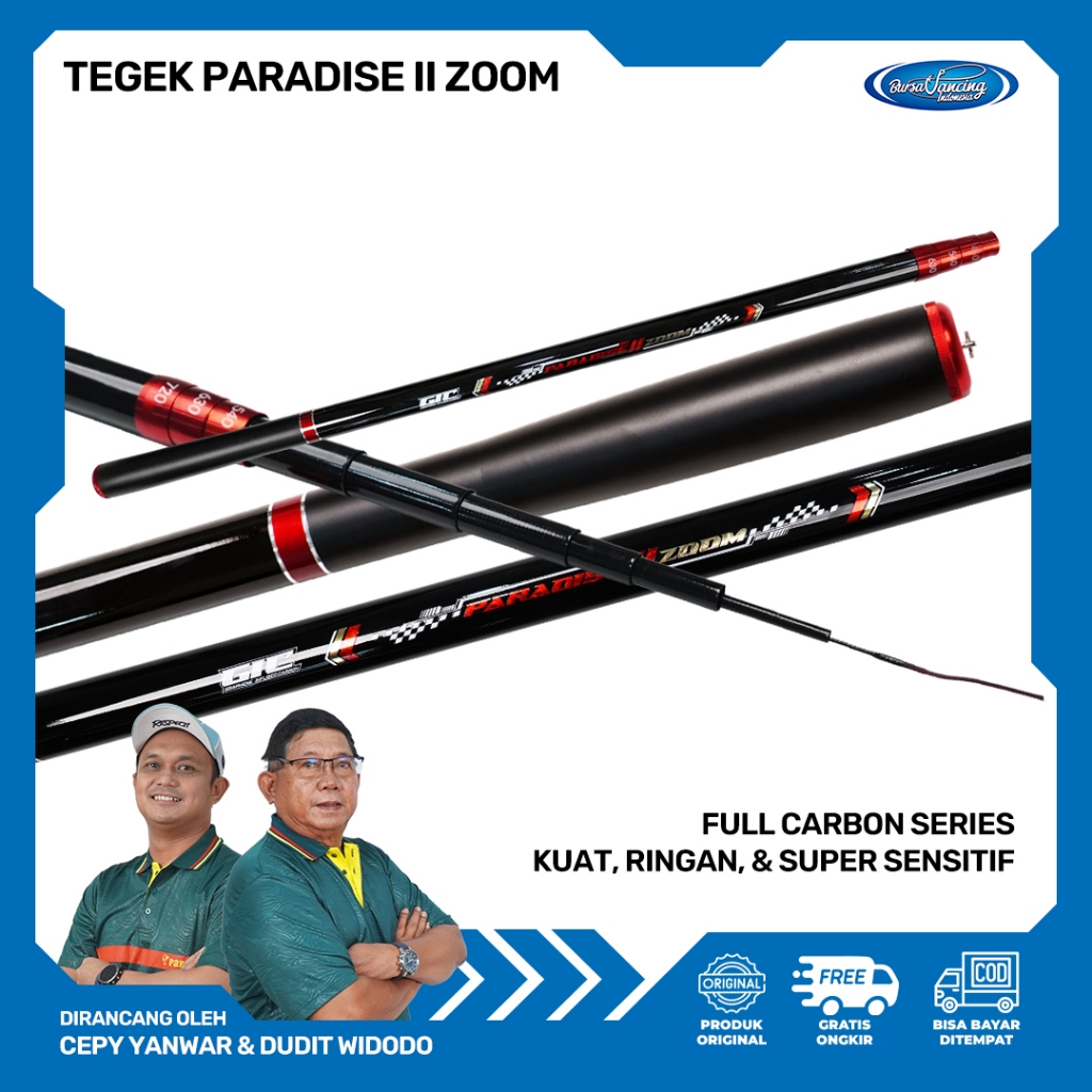 Tegek Pancing Paradise II Zoom Dapat 3 Ukuran | Carbon IM8 Zoom System