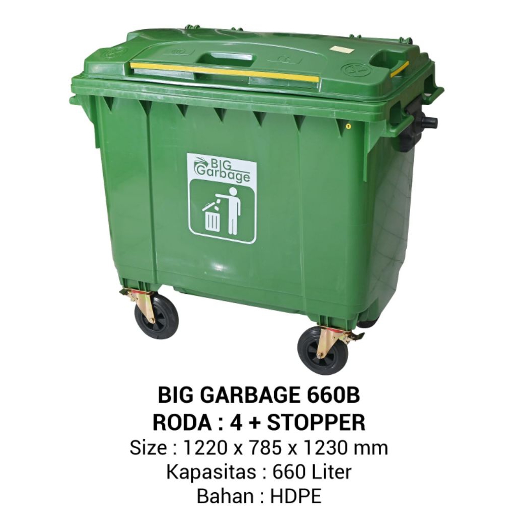 Sarana Kebersihan Lingkungan Tong sampah besar jumbo plastik HDPE bak sampah beroda ukuran100 120 24