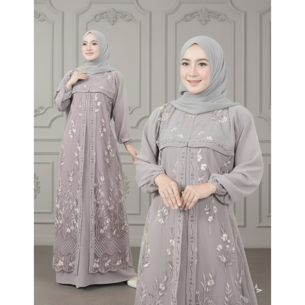 Gamis Dress Brukat Wanita Terbaru 2026 Baju Gamis Wanita Kekinian Gamis kondangan Mewah Elegan