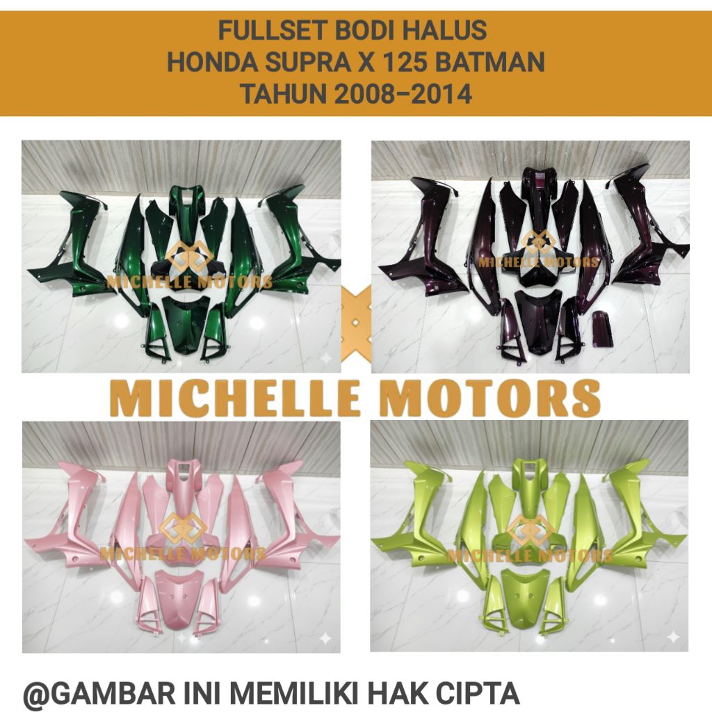 Full set body halus Request warna custom Honda Supra X 125 Batman tahun 2008-2014 cover bodi motor
