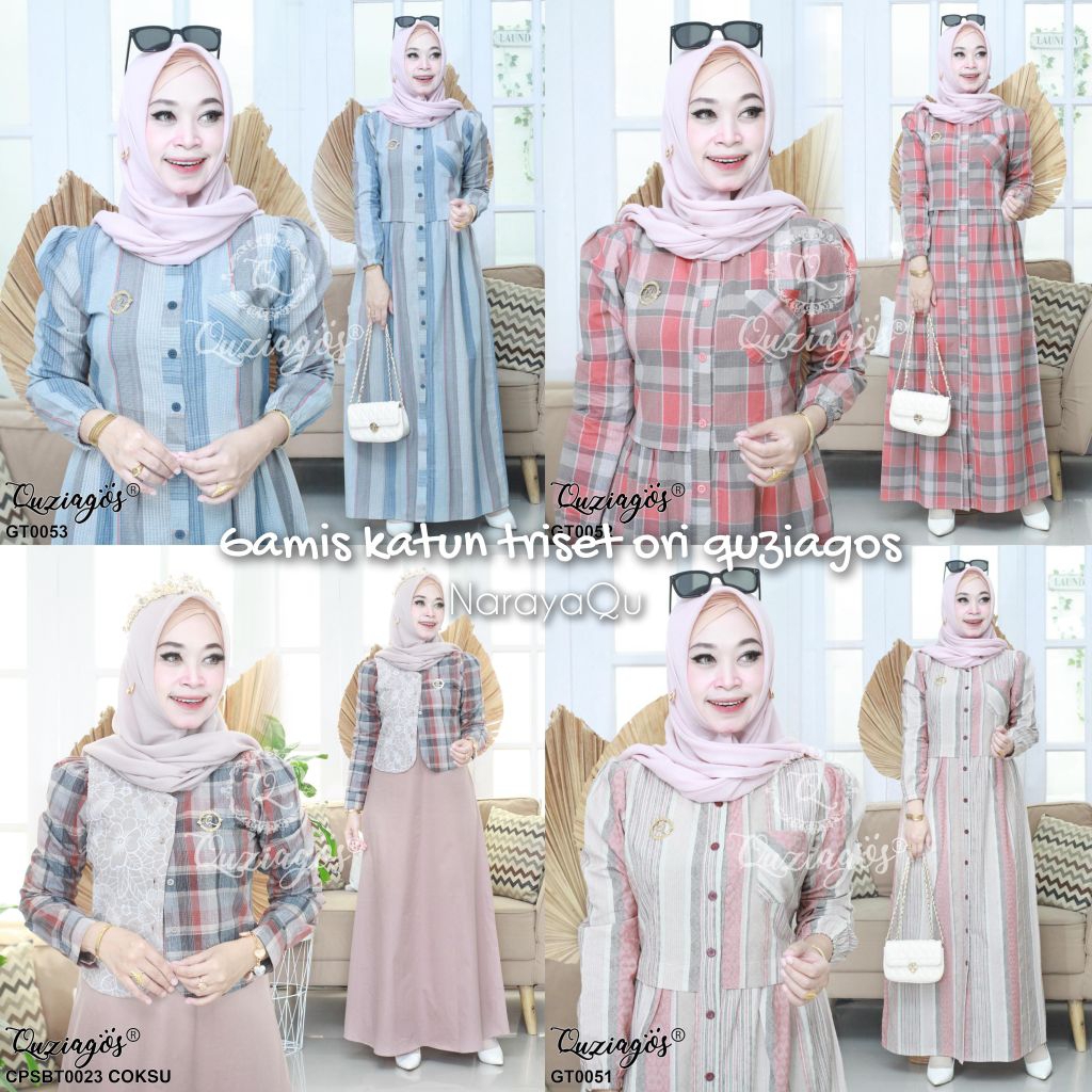 GAMIS BAHAN KATUN TRISET PREMIUM BY QUZIAGOS