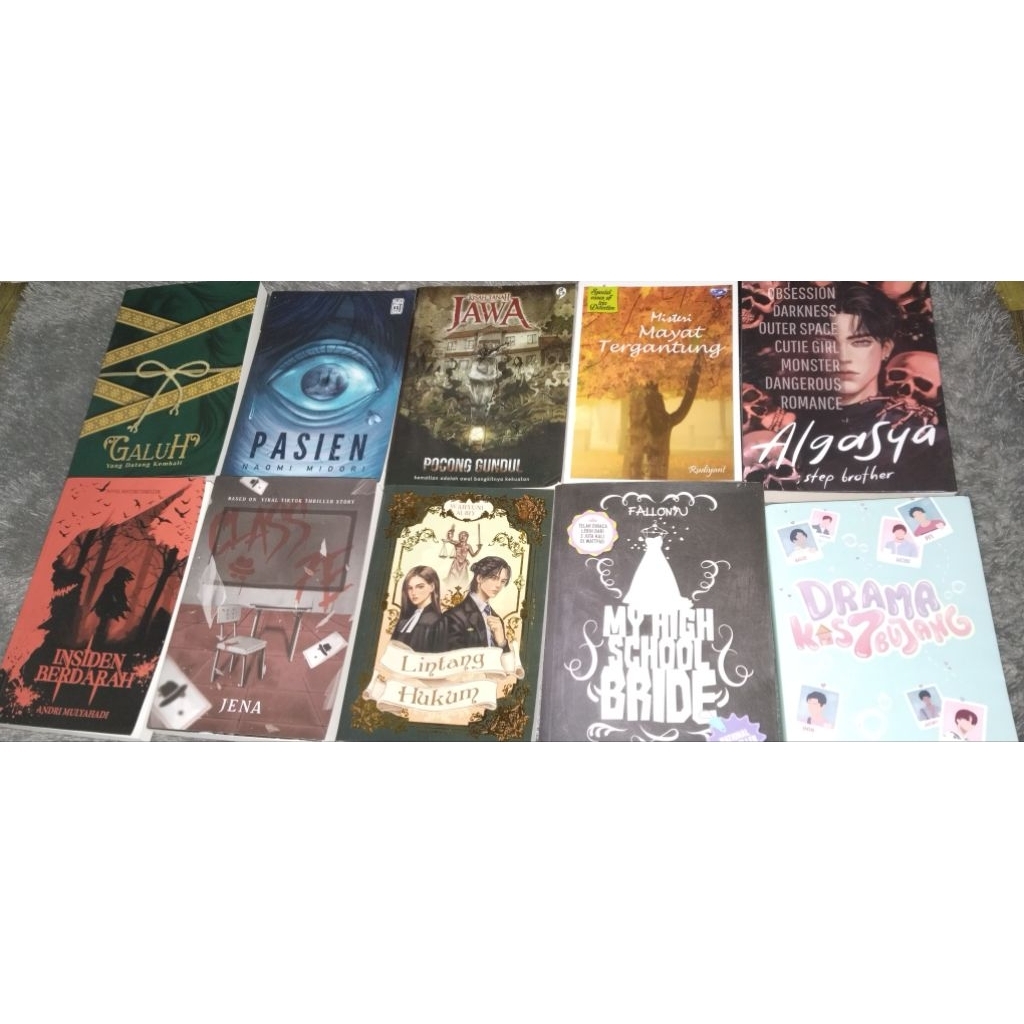 Novel preloved (romansa, thriller, horor, remaja)