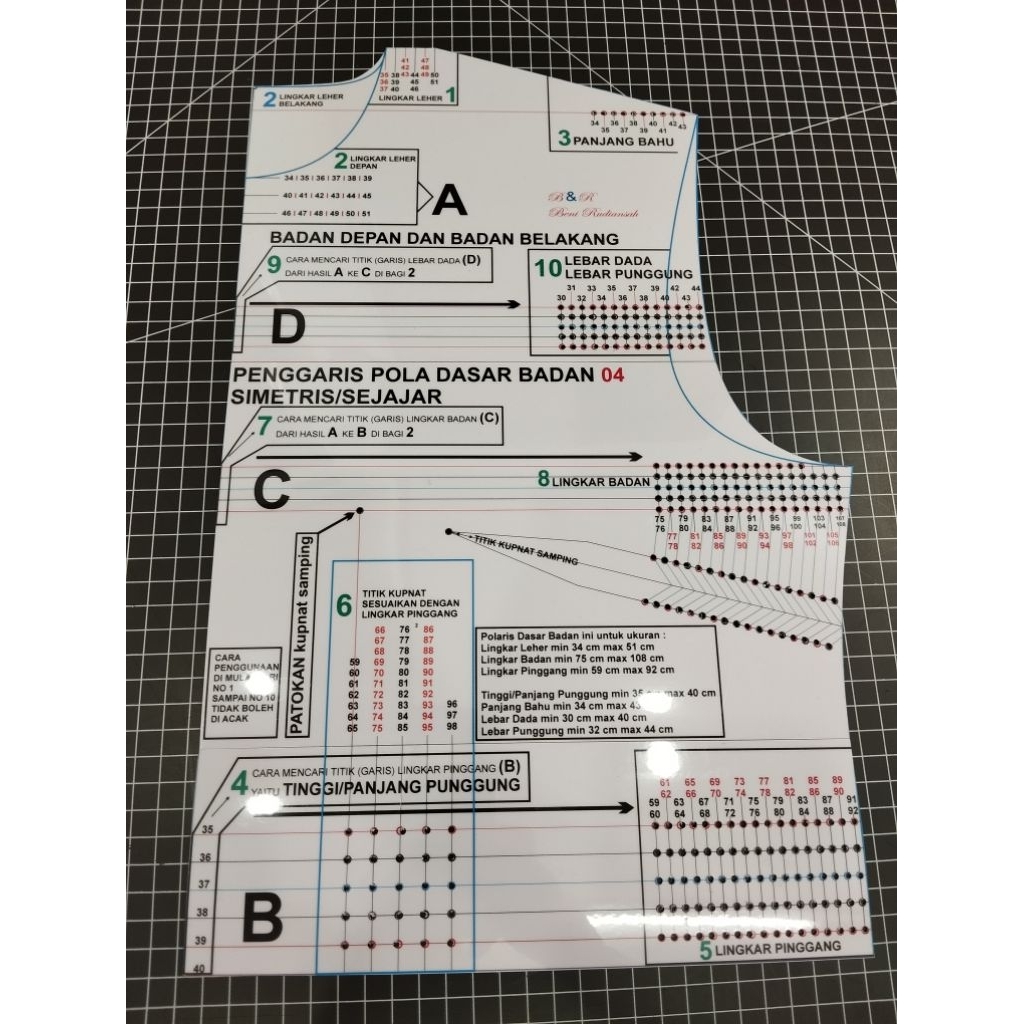 pola baju dalam bentuk penggaris pola