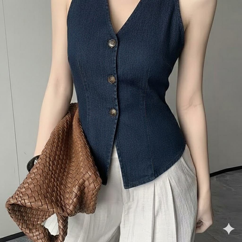 Sellene Vest Wanita Korean Style Kekinian Crop Top