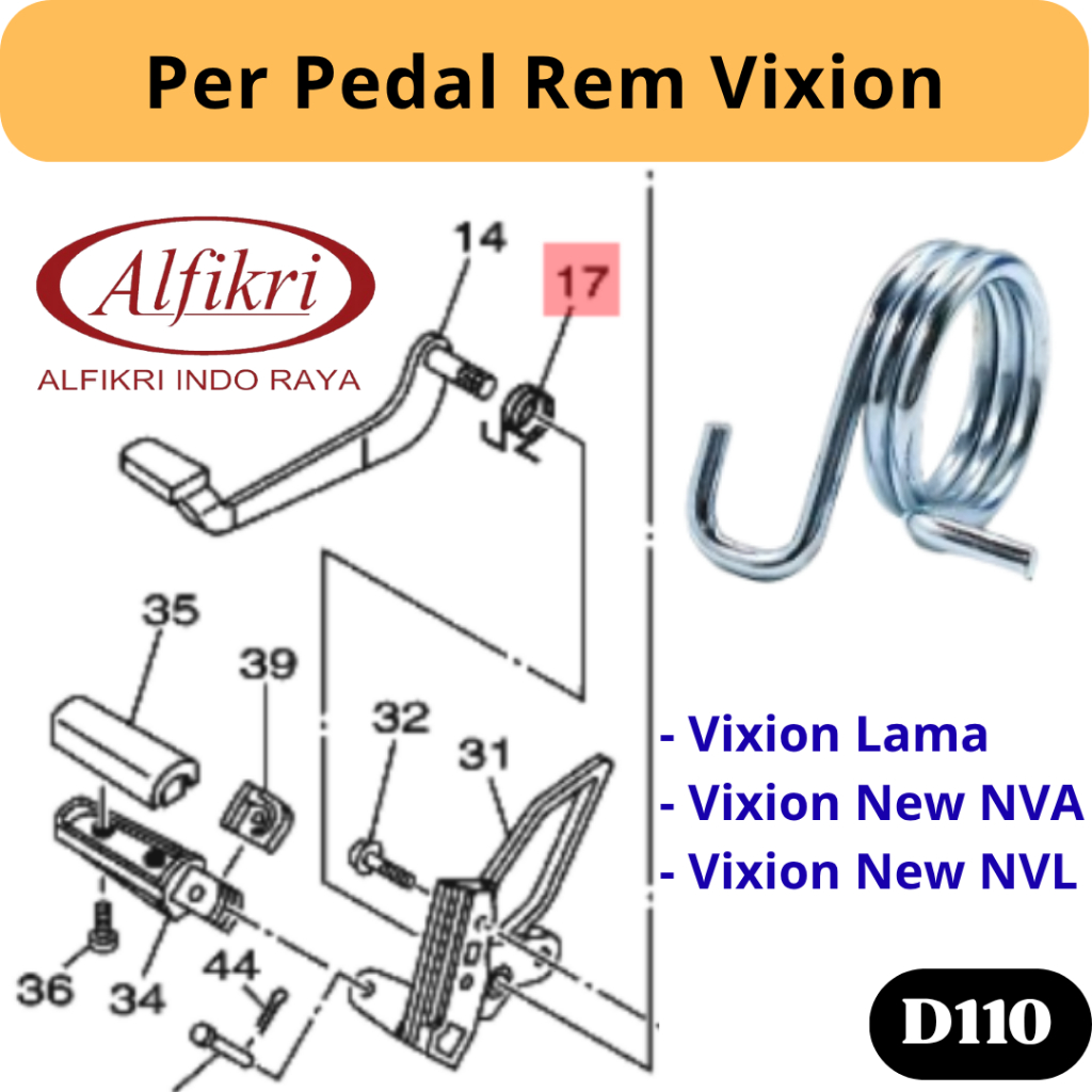D110 Per Pir Injakan Pijakan Tuas Rem Belakang Yamaha Vixion New NVA NVL - Per Pedal Rem Vixion
