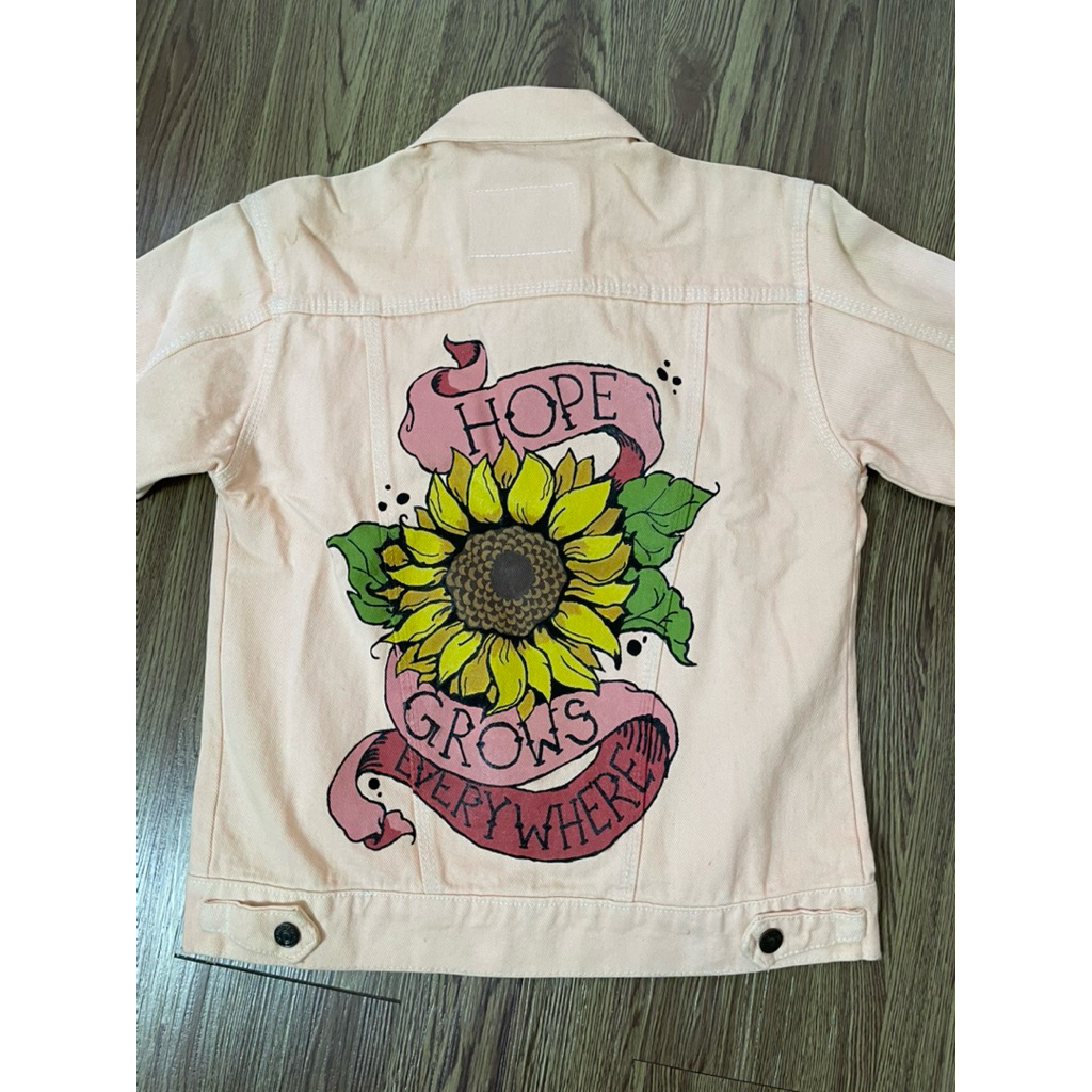 jaket jeans art lukis denim painting frida kahlo sulam