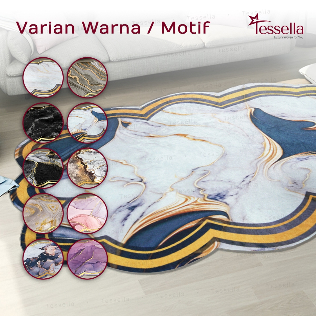 Karpet Awan 150X100 Cm / Karpet Lantai Marmer Ambal Dekorasi Rumah Permadani Kecil - Tessella Co