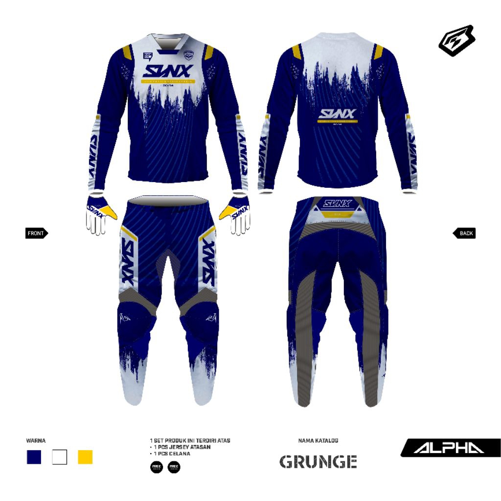 JERSEY MOTOCROSS CUSTOM DESAIN SVNX RACE WEAR ORIGINAL TYPE ALPHA GRUNGE SERIES