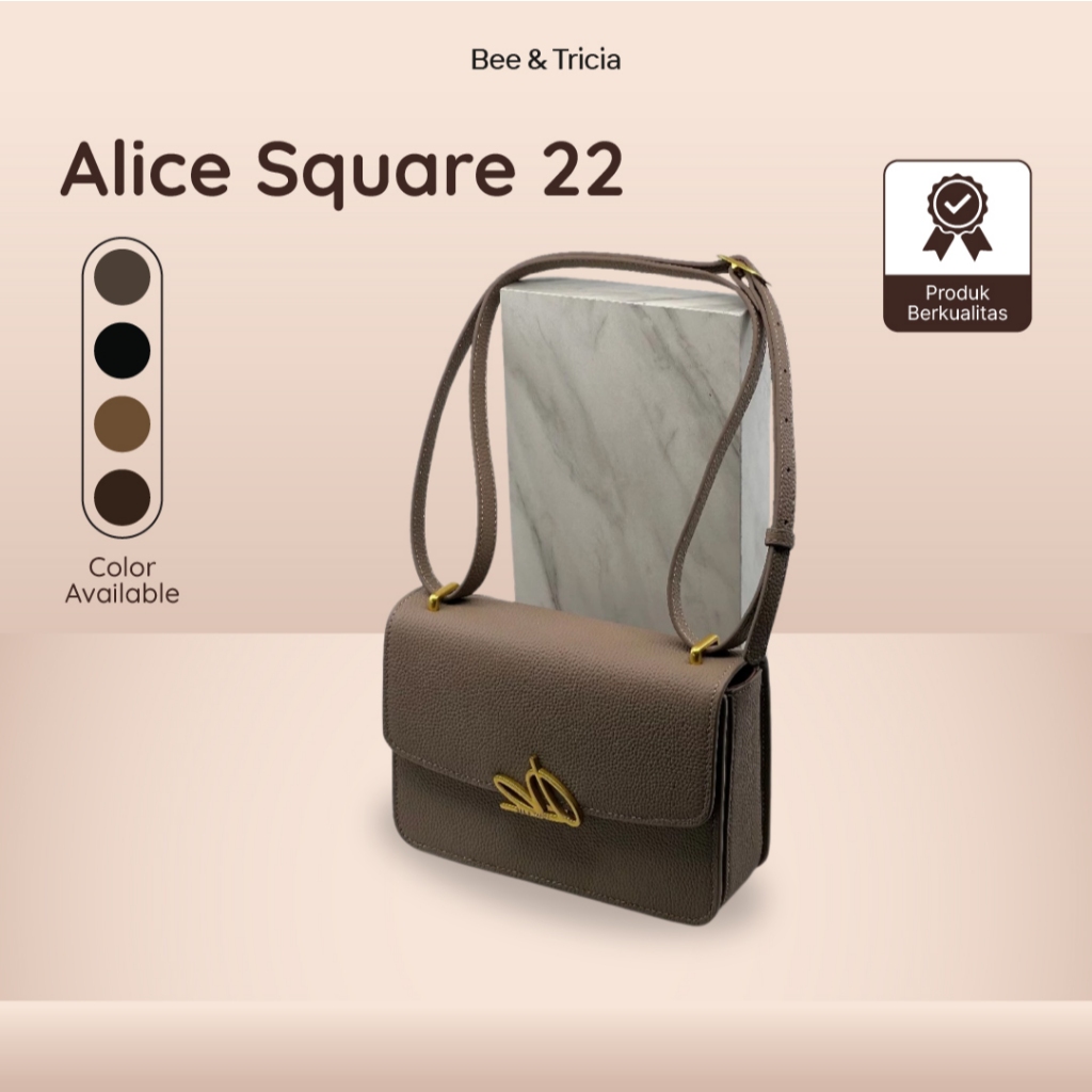 Tas Wanita Alice Square 22 Togo Leather Gold Hardware Slot Tambahan Tali Adjustable Desain Timeless 