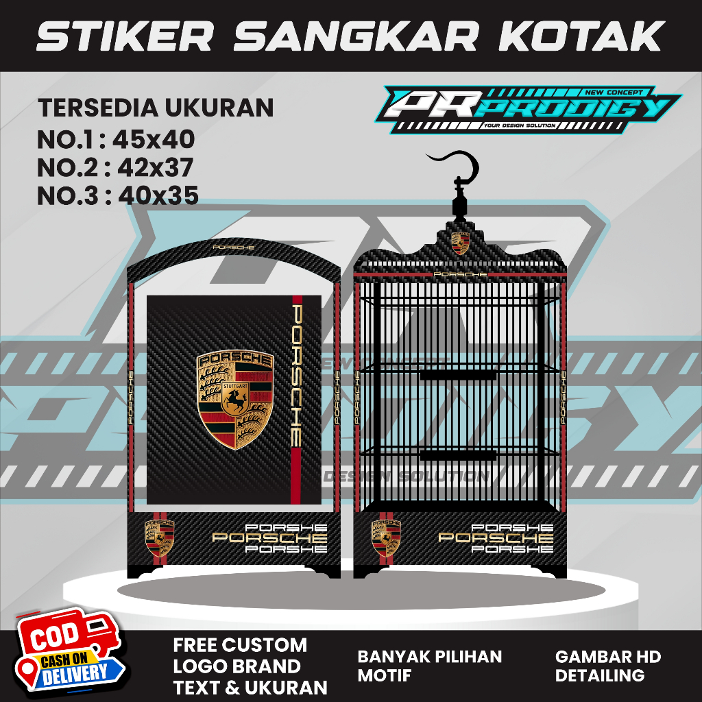 Stiker Decal PORSCHE Sangkar Burung / Sangkar Koper / Sangkar Kosan