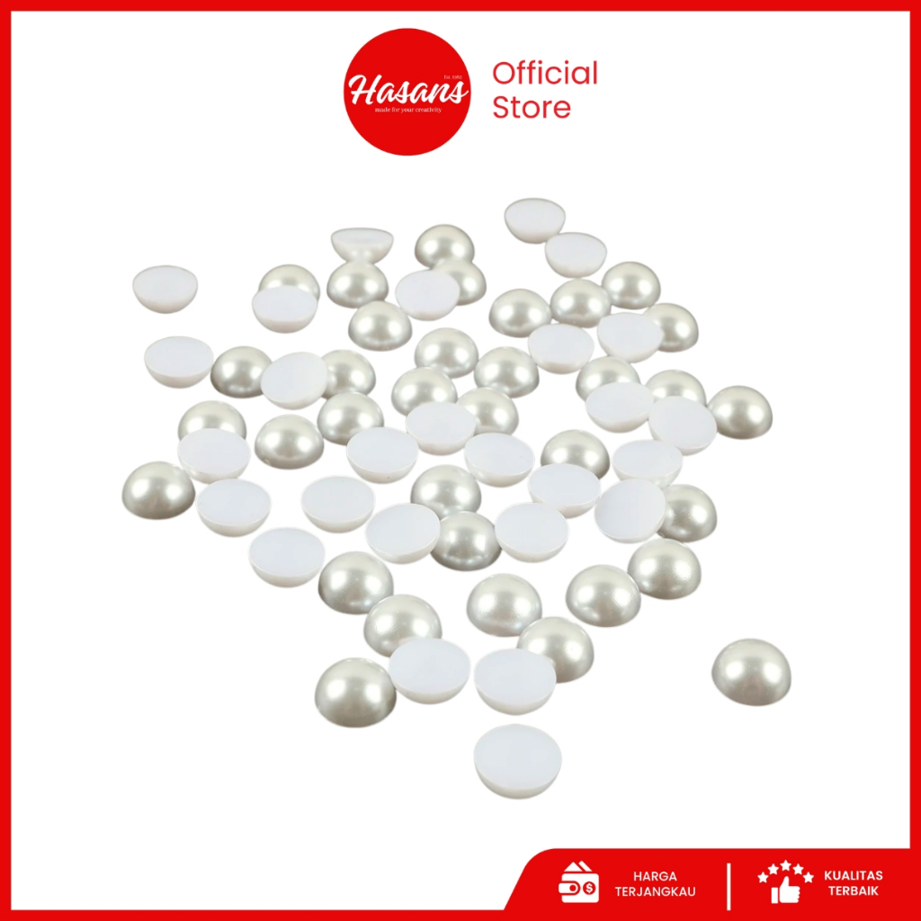 Hasans / Manik Akrilik Bentuk Setengah Lingkaran Tanpa Lubang / Manik Tanpa Lubang Setengah Bulat / 