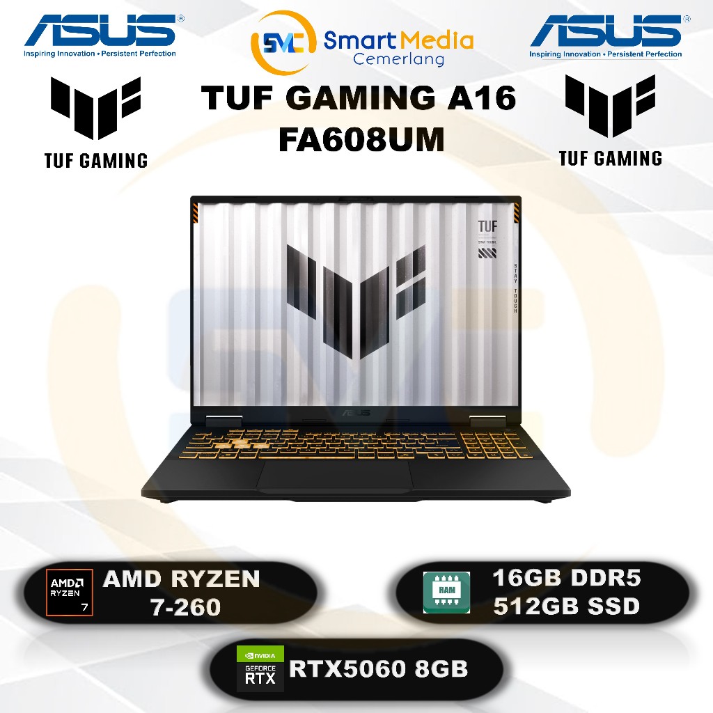 ASUS Tuf Gaming A16 FA608UM - Ryzen 7-260 - 16GB - 512GB - RTX5060 8GB - W11 - Office