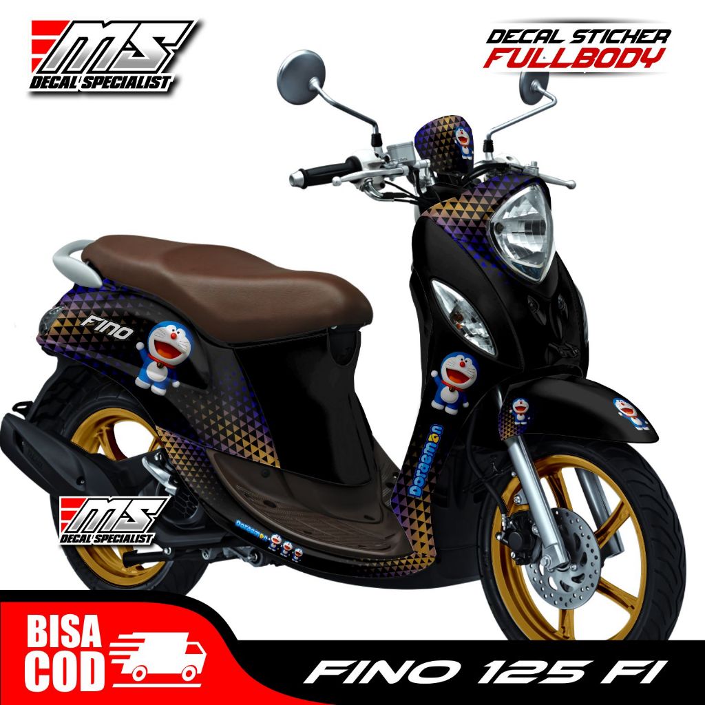 Decal Yamaha Fino 125 fi full body motif stiker decal variasi Doraemon Hitam
