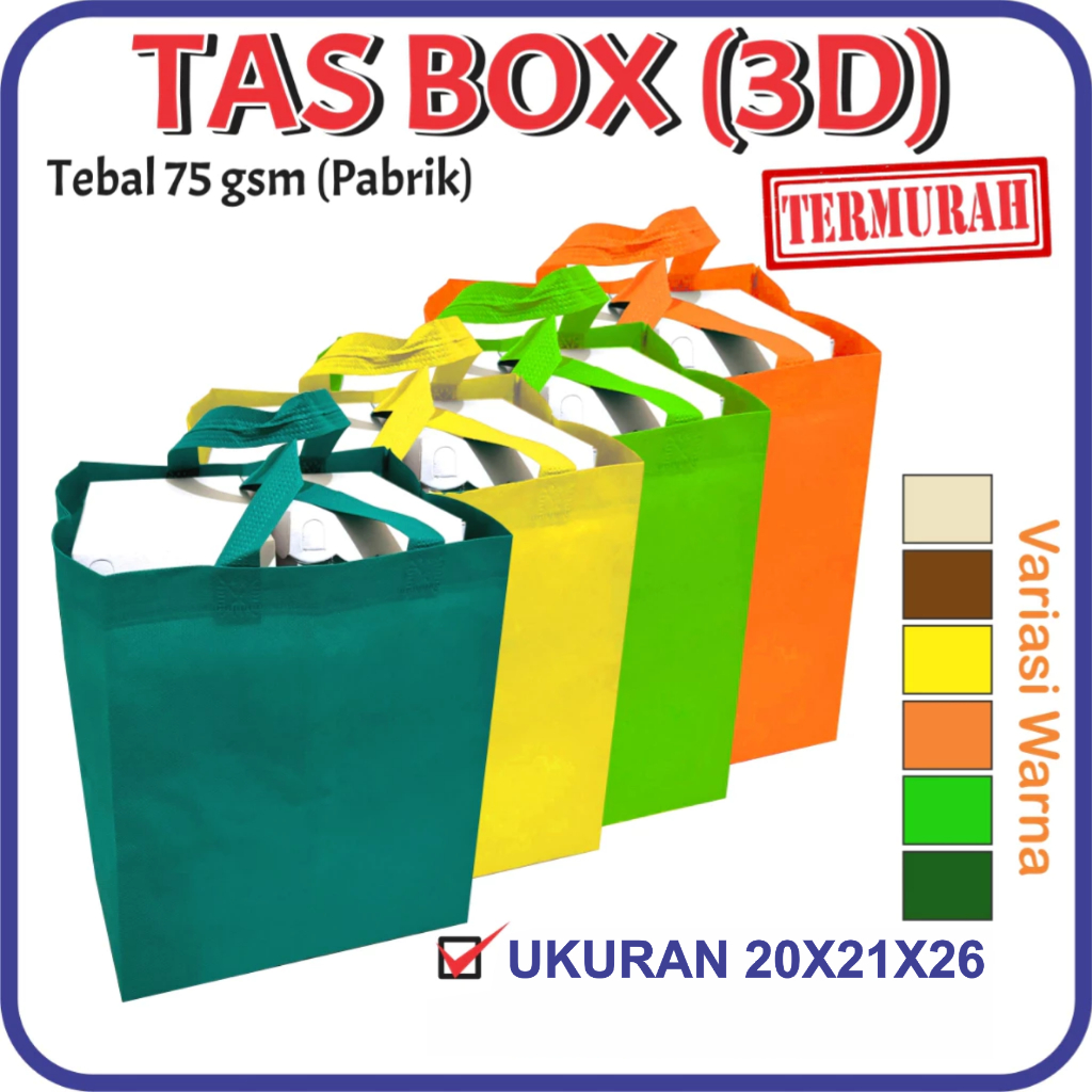 TAS BOX 20 (3D)/TAS NASI KOTAK/TAS SPUNBOND/TAS UKURAN 20X21X26/TAS HAJATAN