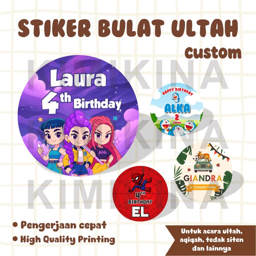 STIKER LABEL BULAT ULTAH BENTO SOUVENIR HAMPERS AQIQAH TEDHAK SITEN