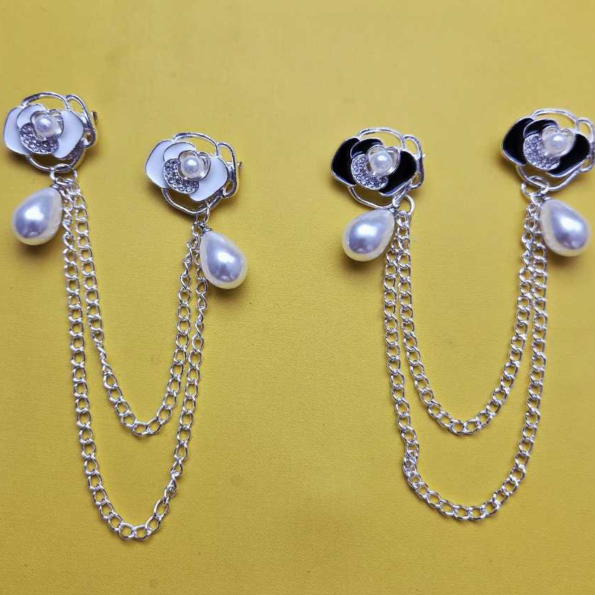 BROS BUNGA MAWAR HITAM DAN PUTIH DIAMETER BESAR