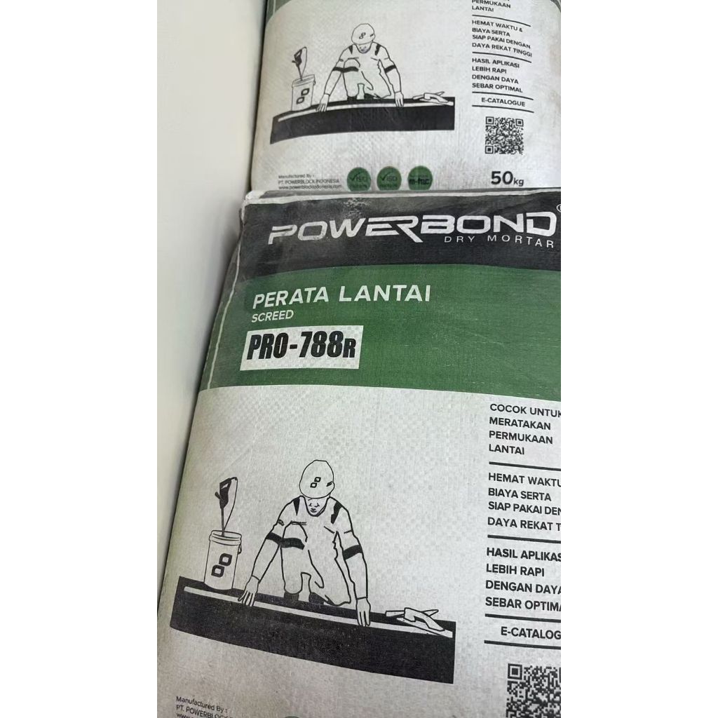 SEMEN SCREED PERATA LANTAI R PREMIUM MORTAR POWERBOND PRO-788R DARI POWERBOND DRY MORTAR @ 50KG
