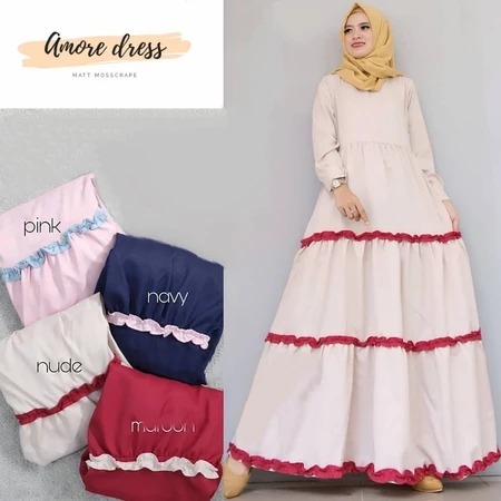 Baju Gamis Terbaru Wanita Kekinian Amore Dress Bo Bahan Mosscrepe Dress Kondangan Pesta WeddingSimpl