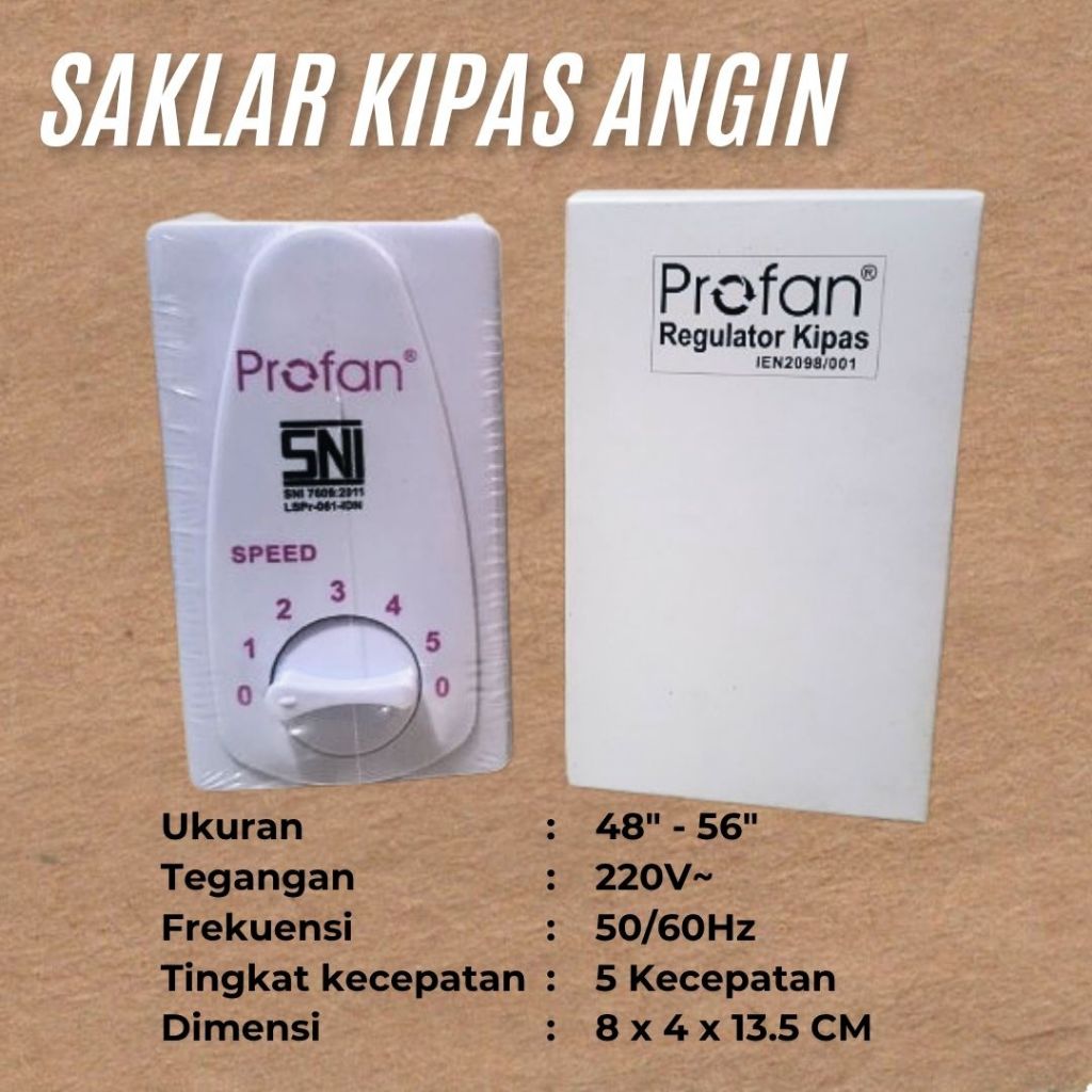 Saklar kipas angin besi PROFAN Regulator Switch kipas Ceilingfan kecepatan kipas
