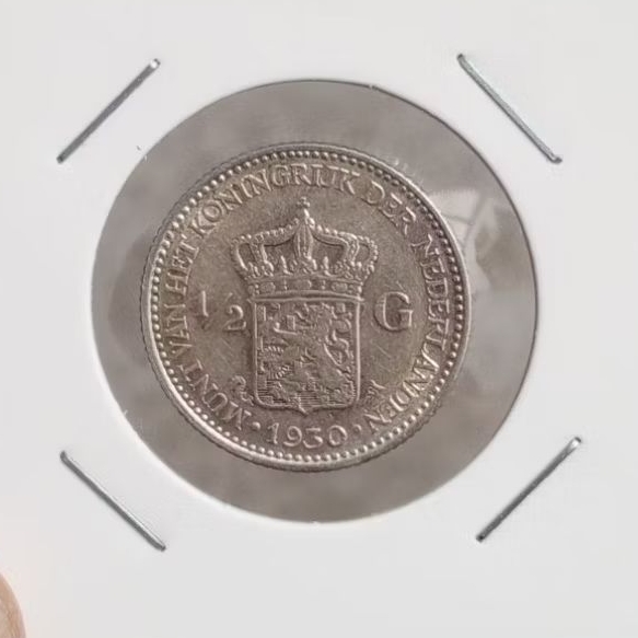 koin perak 1/2 Gulden Wilhelmina thn 1930