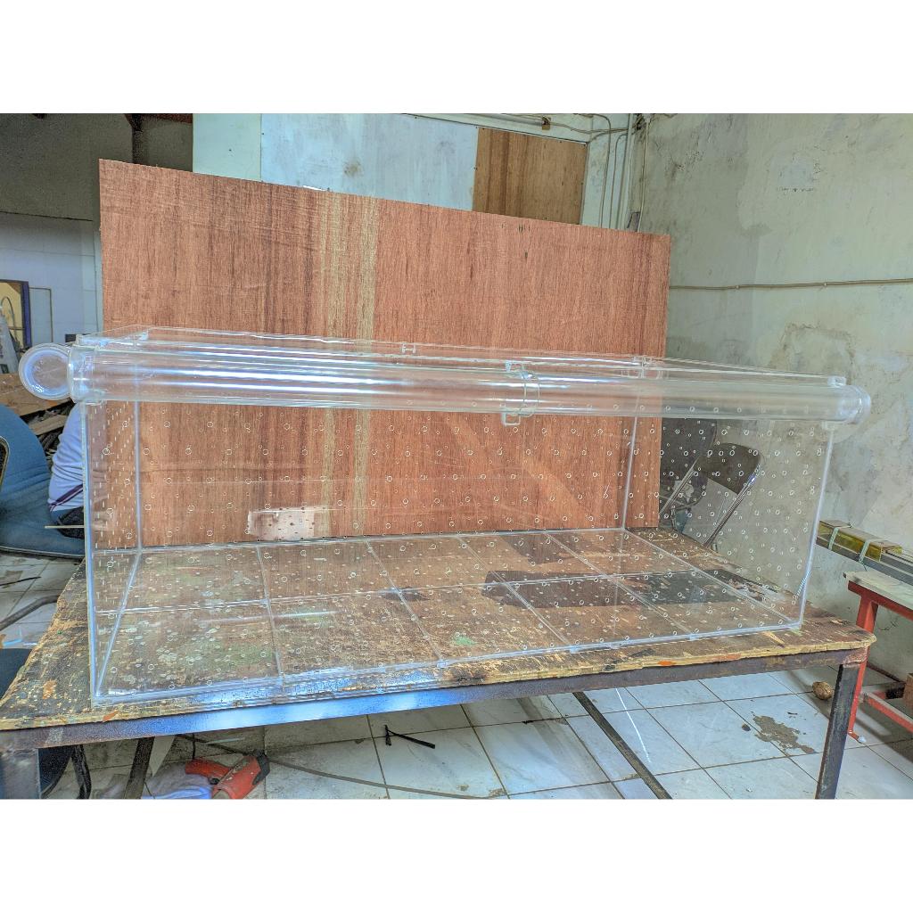 akrilik aquarium mengambang  karangtina ikan / udang/ dll. uk.100cm x 50cm x 40cm