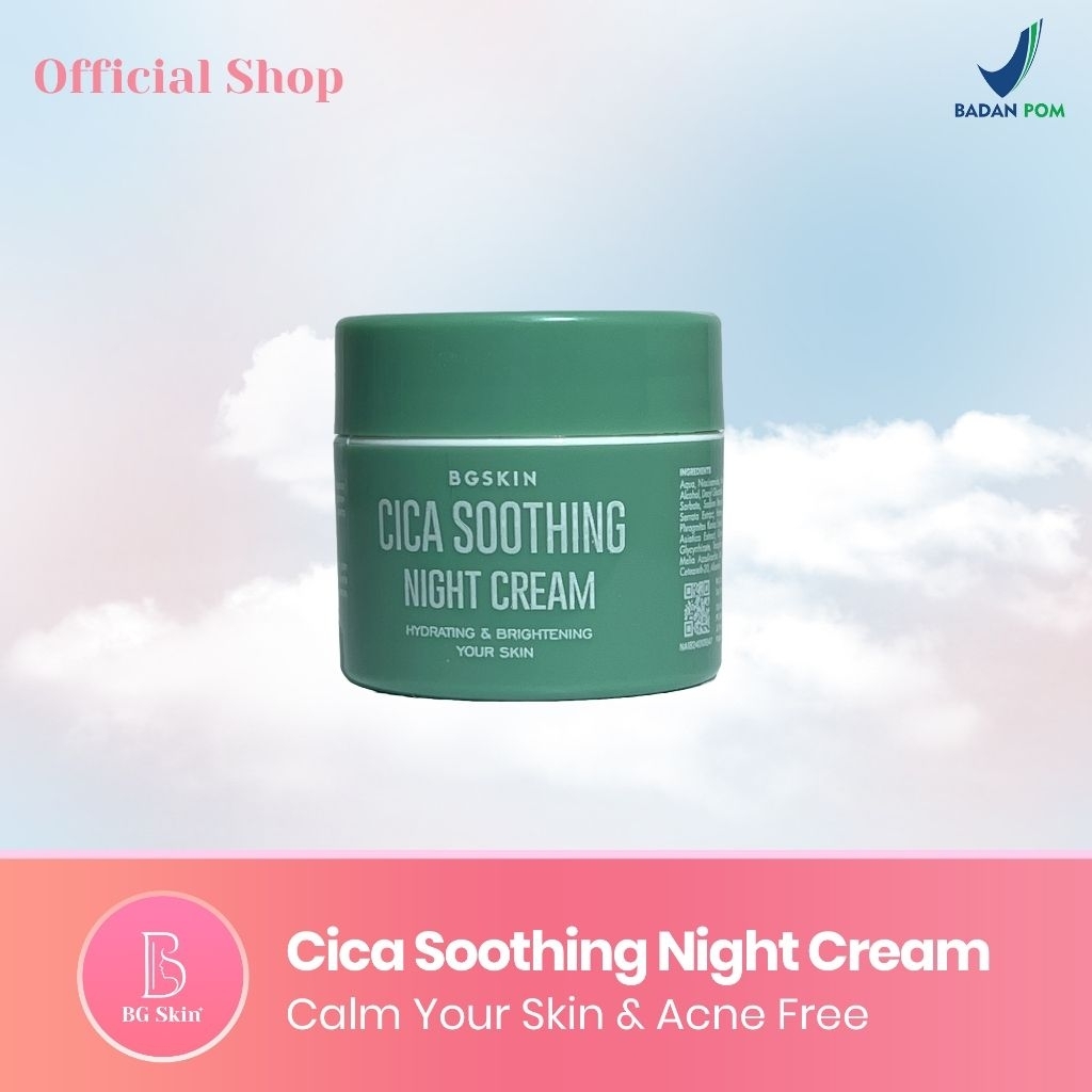 BG SKIN Brightening Acne Night Cream || Cream Malam Acne || Cica Sooting Night Cream